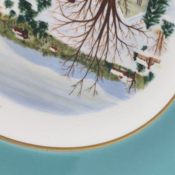 Avon 1973 22K Gold Christmas On The Farm Holiday Plate Vintage By Enoch Wedgwood - Picture 7 of 7